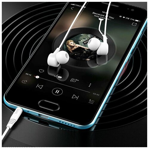 Наушники проводные внутриканальные с микрофоном кабель 12м Jack 35mm для телефона планшета и смартфона 40300₽