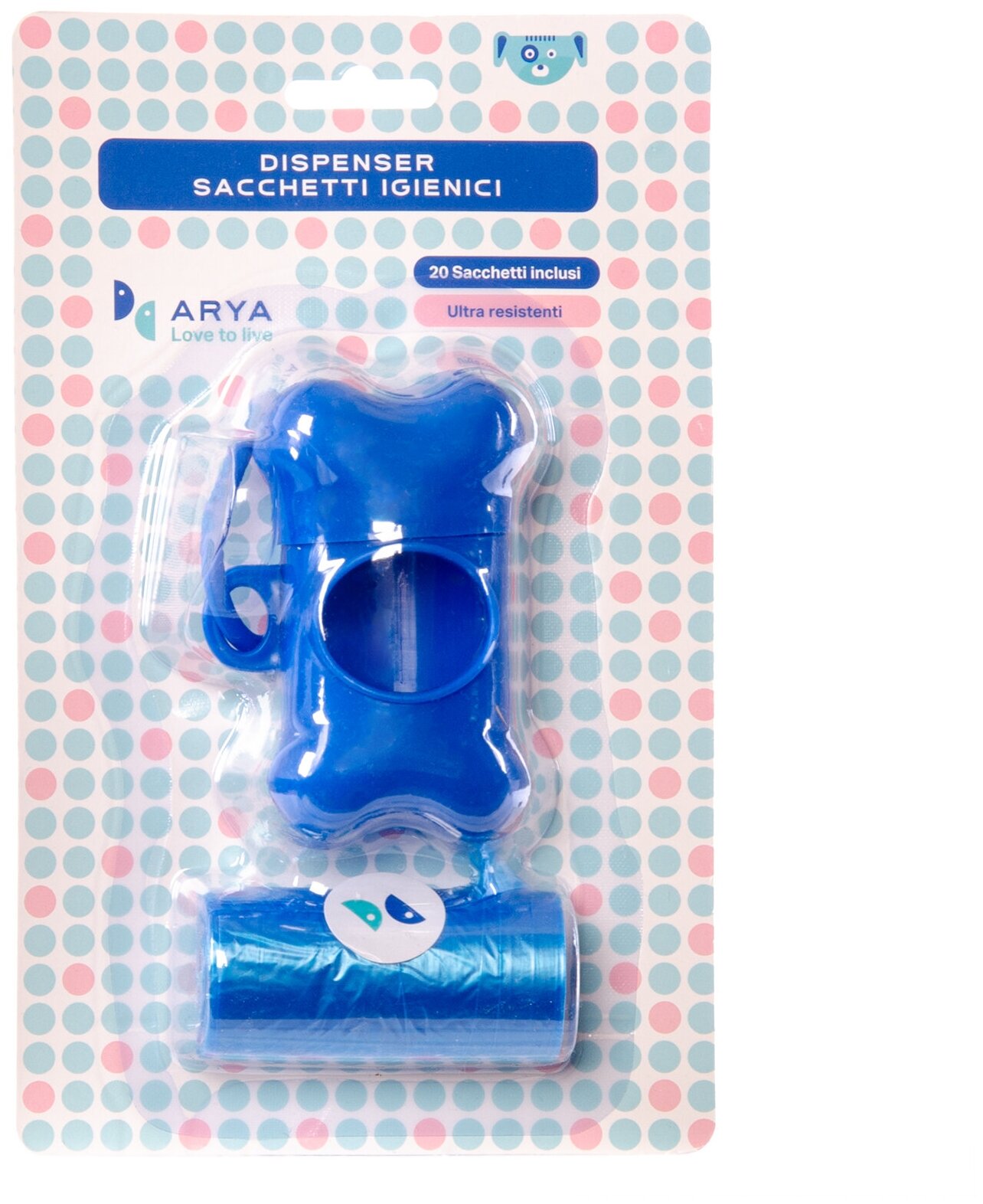 Контейнер для гигиенических пакетов ARYA ELITEPAD "Косточка", пластик, мятный+1х20 пакетов