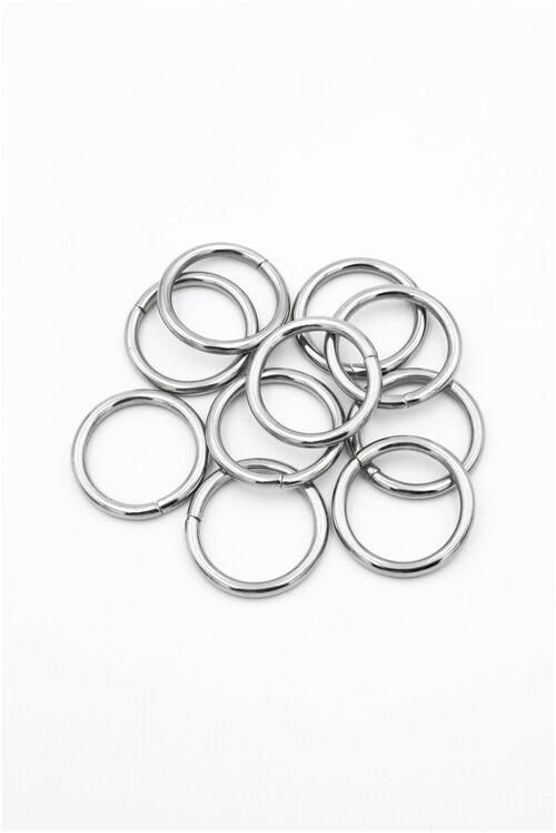 Кольцо металлическое, цвет - хром, для карнизов диаметром - 16 мм, 10 шт