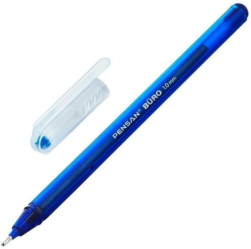 Ручка шариковая масляная Pensan Buro, чернила синие, корпус тонированный синий, узел 1 мм, линия письма 0,8 мм, 50 шт.