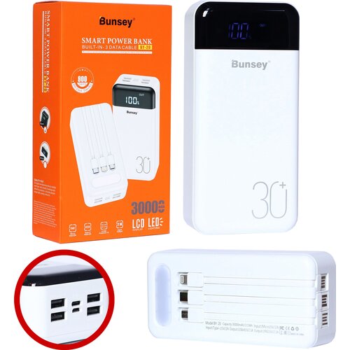 Power bank Bunsey BY-20 30000mAh Type-CMicroLED DisplayLED-фонарик белый 230000₽