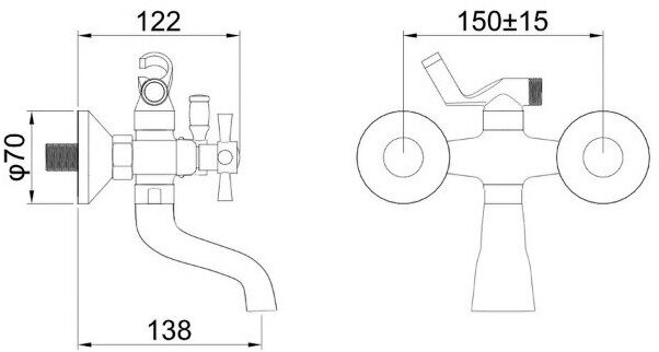 Смеситель на ванну Potato P3054-10