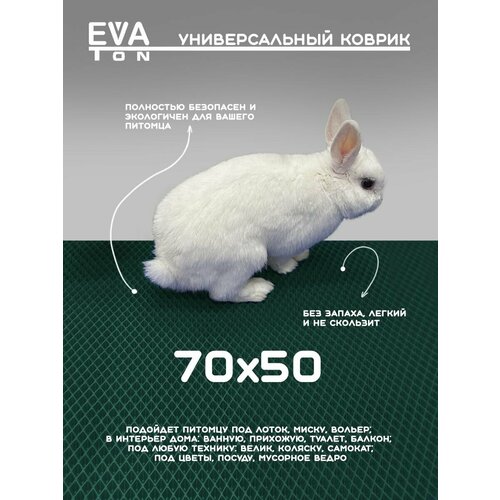 Eva Ева коврик универсальный без окантовки 70*50см, для питомца, в ванную, прихожую, туалет, балкон. Эва Эво Ромб зеленый