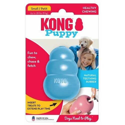 Игрушка KONG Classic Puppy S, для щенков мелких пород, голубая игрушка для собак kong extreme s k3e черный