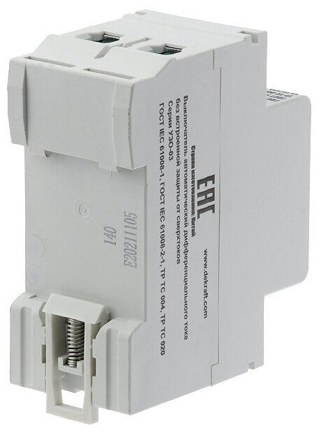 Выключатель дифференциального тока (УЗО) 2п 40А 30мА тип AC 6кА УЗО-03 DEKraft 14209DEK - фотография № 2