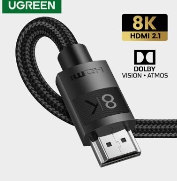 Кабель UGreen HDMI-HDMI 2.1 / 8K 60Гц / 4K 120Гц, прочная оплётка, 3 метра