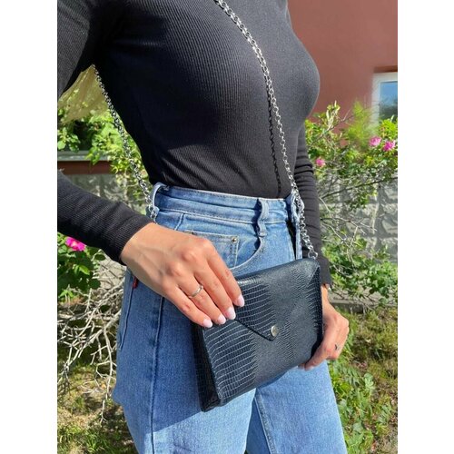 фото Сумка клатч , фактура под рептилию, синий loran rouge