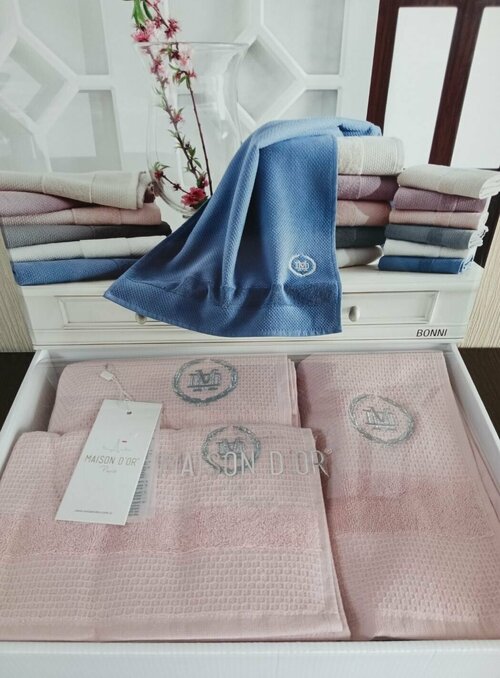 Набор полотенец Maison Dor BONNI 3 шт. 30*50; 50*100; 70*140 розовый