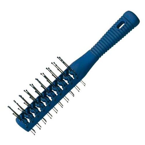 Щётка для укладки волос туннельная двухсторонняя с резиновой ручкой, синяя щетка д в для укладки двухсторонняя