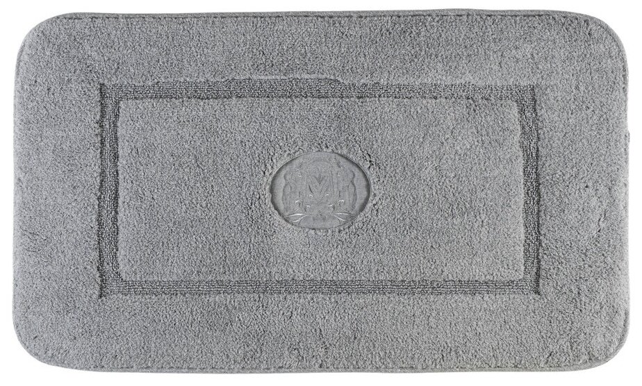 Migliore Коврик для ванной комнаты 70х140 см, вышивка логотип MIGLIORE, серый, окантовка серебро 30754