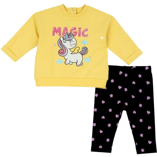 Комплект одежды  Chicco для девочек, свитшот и легинсы, повседневный стиль, пояс на резинке, размер 92, черный, желтый