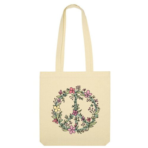 Сумка шоппер Us Basic, бежевый сумка хиппи знак мира цветочный пастельный пацифик красный