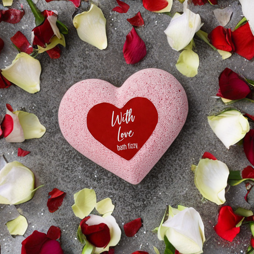 Купить Бомбочка для ванны сердце.Бурлящий шар для ванны Сердце With love, 130 г Лаборатория катрин, Laboratory Katrin, розовый