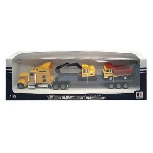фото Машинка "автовоз с краном и самосвалом", набор, металлические junfa toys