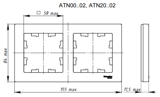 Рамка 2-м AtlasDesign Art белый SchE ATN200102