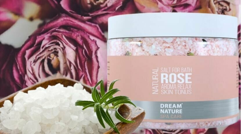 Соль для ванн DREAM NATURE SPA CARE с цветами розы, 600 г