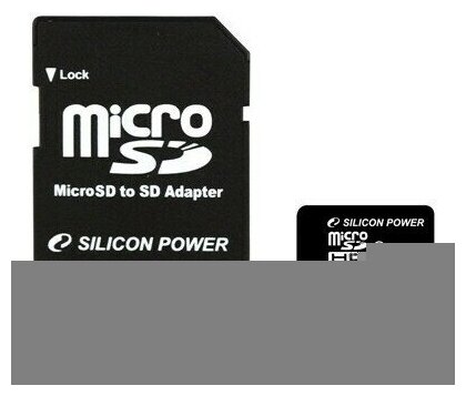 Карта памяти 16Gb MicroSD Silicon Power + SD адаптер (SP016GBSTH010V10SP)