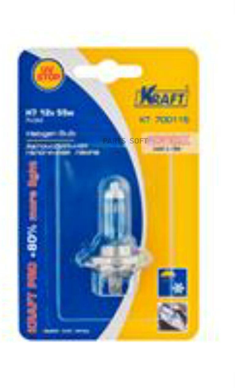 KRAFT KT700115 Автолампа H7 12v 55w (PX26d) Kraft Pro +80% more light