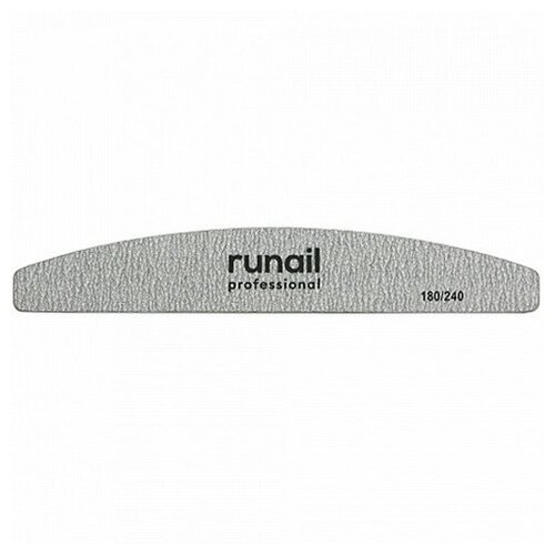ruNail, PREMIUM Профессиональная пилка для искусственных ногтей (серая, полукруг, 180/240)