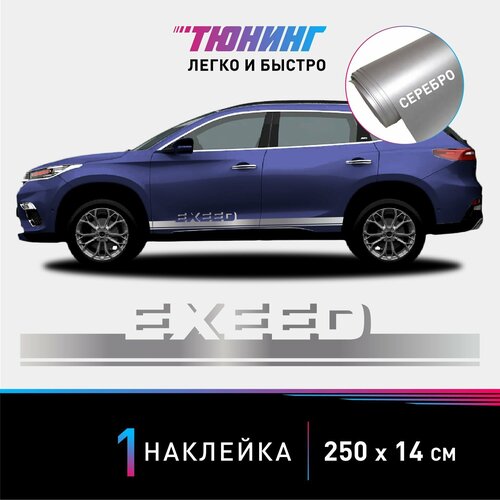 Наклейка на автомобиль Exeed (Эксид), серебряные полоски на авто, один борт