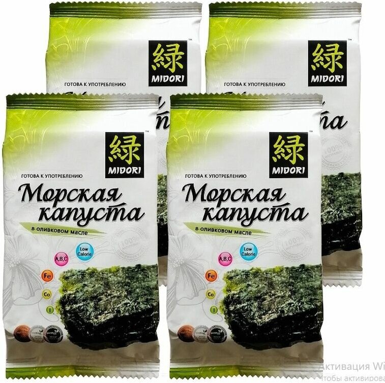 Морская капуста Midori жареная в оливковом масле, 5 г - 4 шт