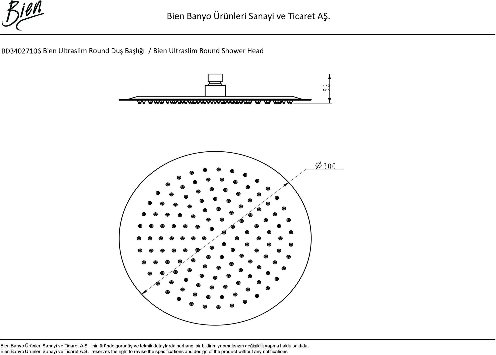 Верхний душ Bien BD34027106 ультратонкий