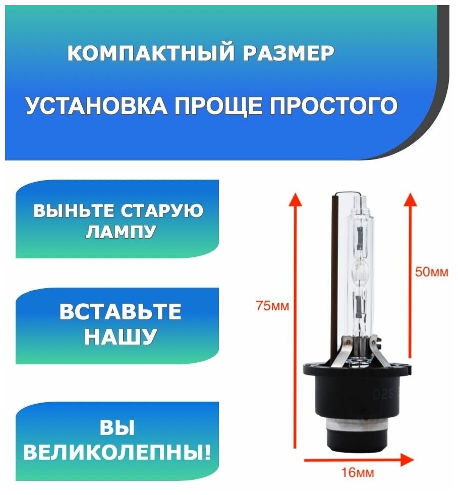 Ксеноновые лампы для автомобиля штатный ксенон цоколь D2S температура света 5000K MYX Light питание 12V, мощность 35W, пластиковый цоколь, комплект 2шт.