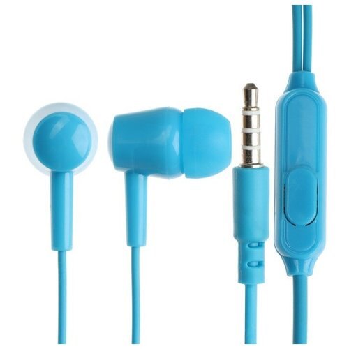 проводные наушники exployd ex hp 1369 синий Наушники EX-HP-1369, вакуумные, микрофон, 102 дБ, 32 Ом, 3.5 мм, 1.2 м, голубые