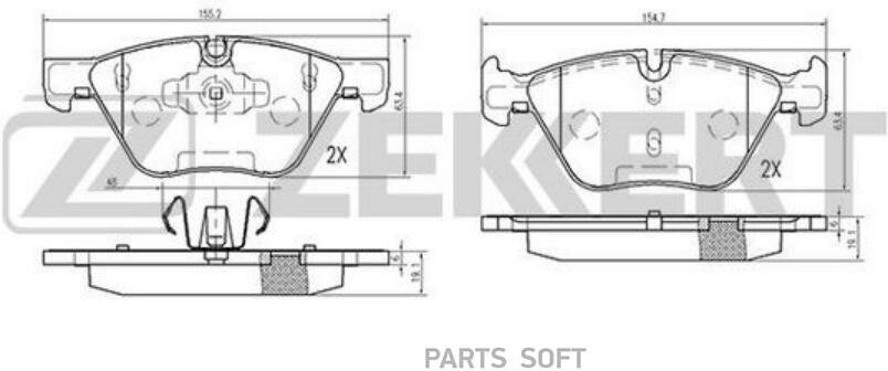 Zekkert Колодки тормозные передние для BMW 1 (E81 E82 E87 E88) 04- 3 (E90 E91 E92 E93) 04- 5 (E60 E61) 03- X