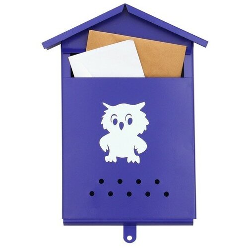 Ящик почтовый без замка (с петлёй), вертикальный, «Домик», синий ящик почтовый без замка с петлёй вертикальный домик синий