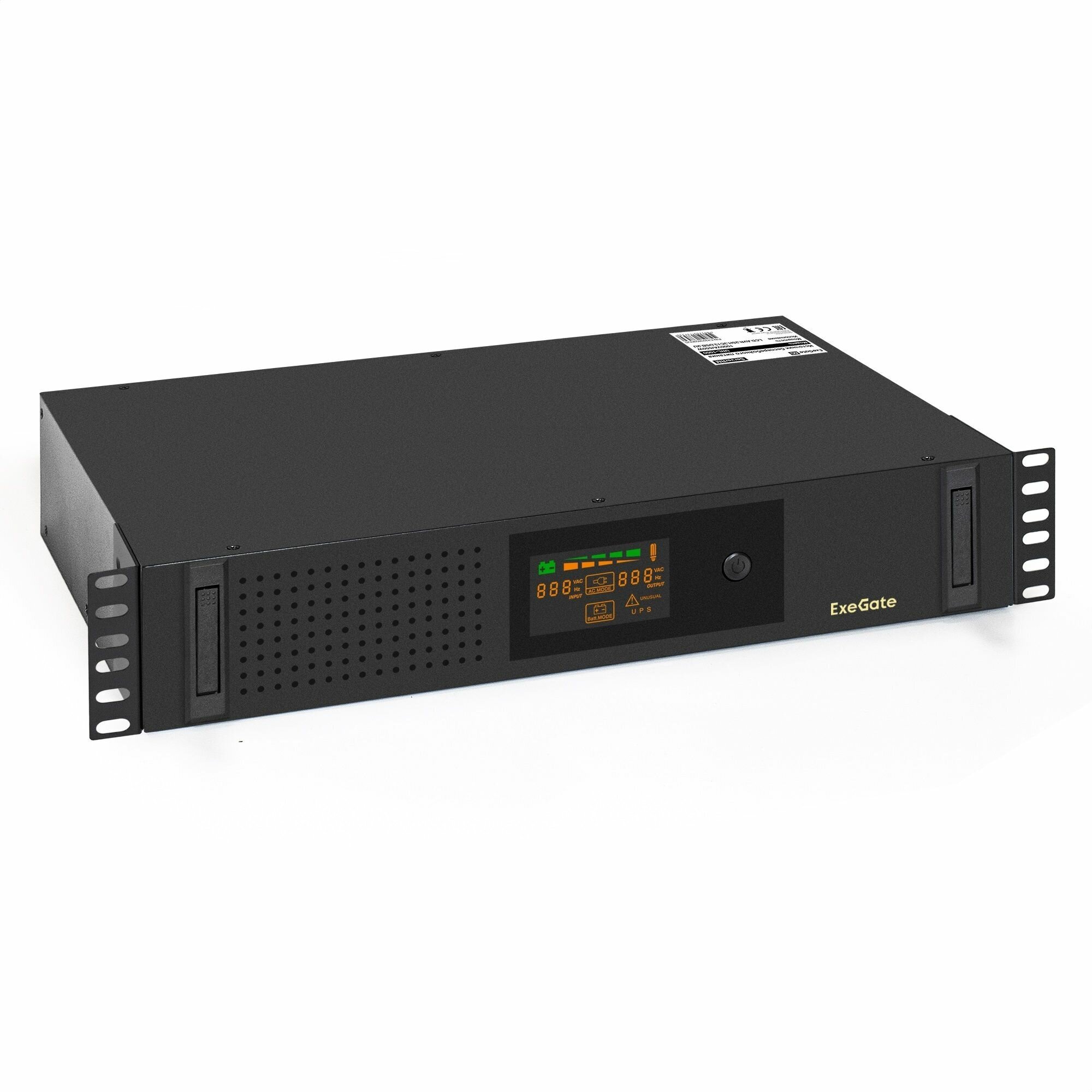 EXEGATE EX293850RUS ИБП ServerRM UNL-1000. LCD. AVR.2SH.3C13. USB.2U <1000VA 650W Color LCD AVR 2 Schuko+3 C13 USB 2U установка в стойку Black>