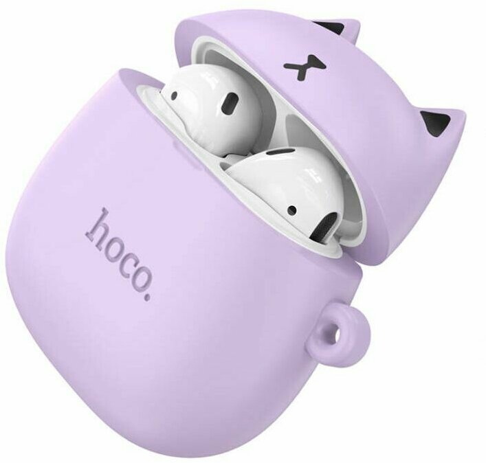 Гарнитура Bluetooth Hoco EW45 TWS Cute Cat, чехол с ушками, Lilac cat