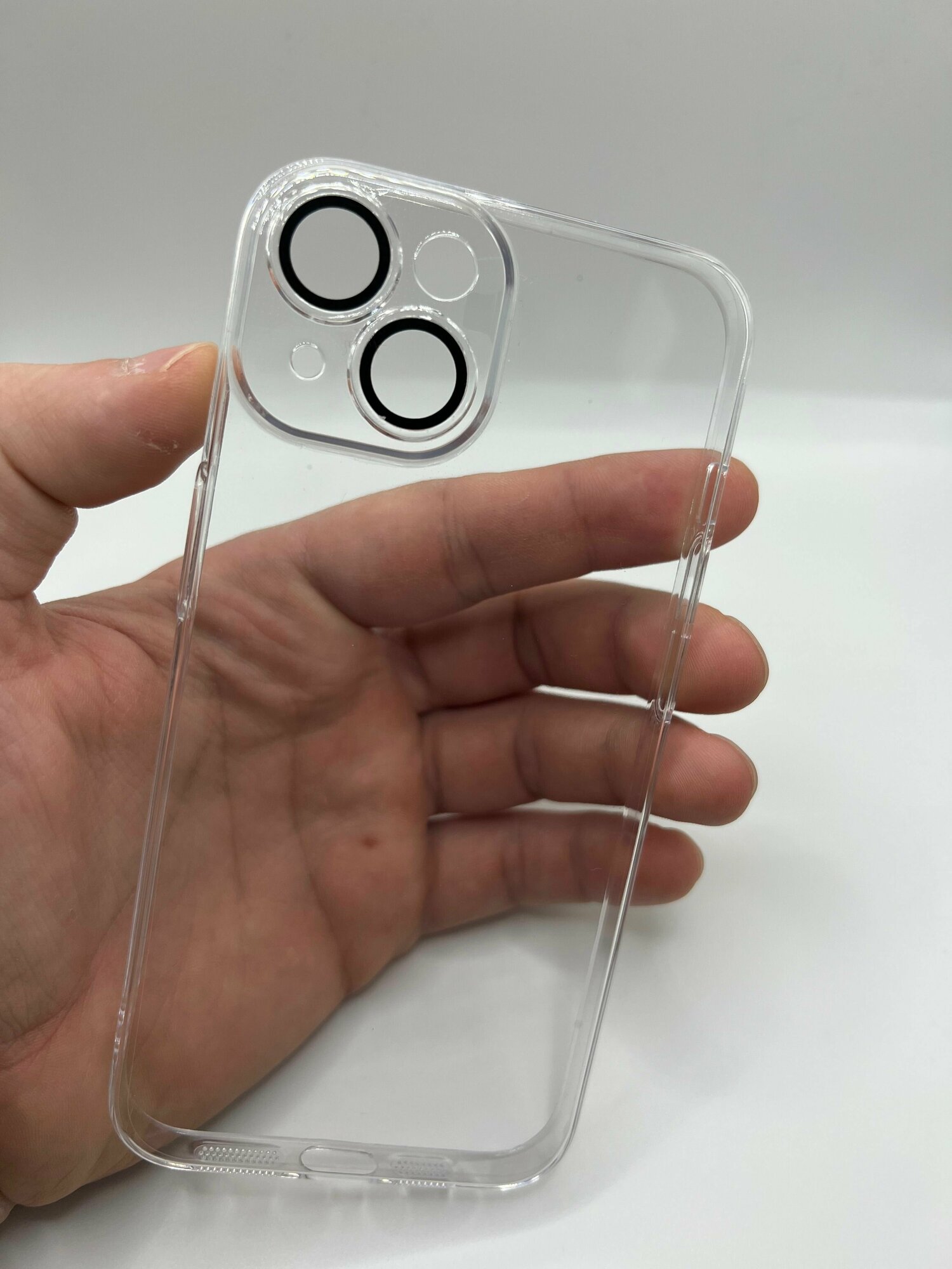 Прозрачный чехол для Apple iPhone 14 с защитой камеры + защитное стекло 9D