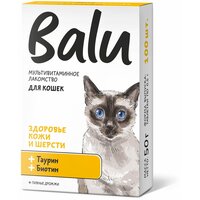 Лакомство мультивитаминное Balu для кошек "Здоровье кожи и шерсти" таурин и биотин, 100 таб.