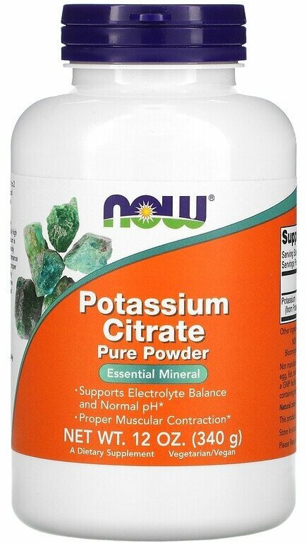 NOW FOODS Potassium Citrate Pure Powder (Цитрат калия в порошке) 340 грамм (Now Foods)