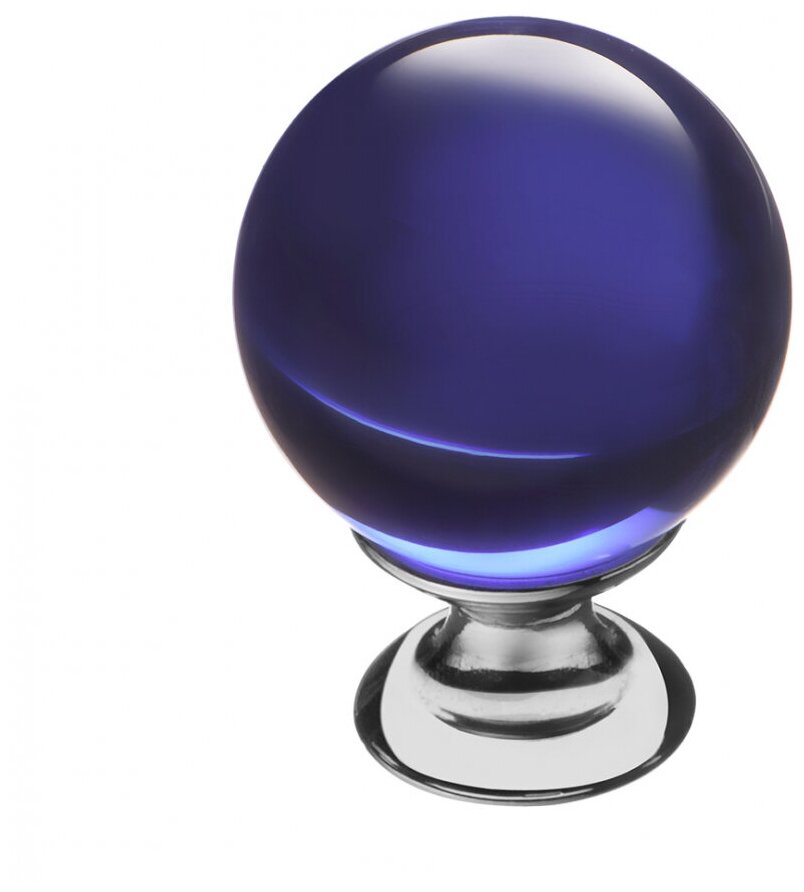 Ручка-кнопка мебельная KF10-13 хром цвет синее стекло