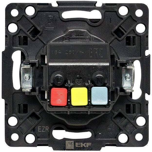 Механизм розетки 1-м СП Стокгольм 16А IP20 с заземл. защ. шторки черн. PROxima EZR16-028-10, EKF EZR1602810 (1 шт.) - фотография № 7