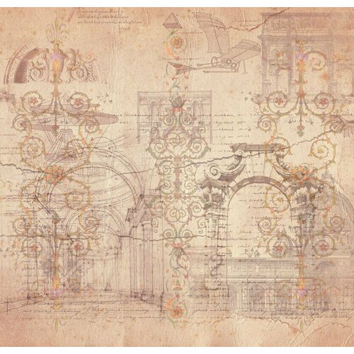 Моющиеся виниловые фотообои GrandPiK Леонардо да Винчи эскизы на стене, 300х290 см моющиеся виниловые фотообои grandpik леонардо да винчи эскизы на стене 420х240 см