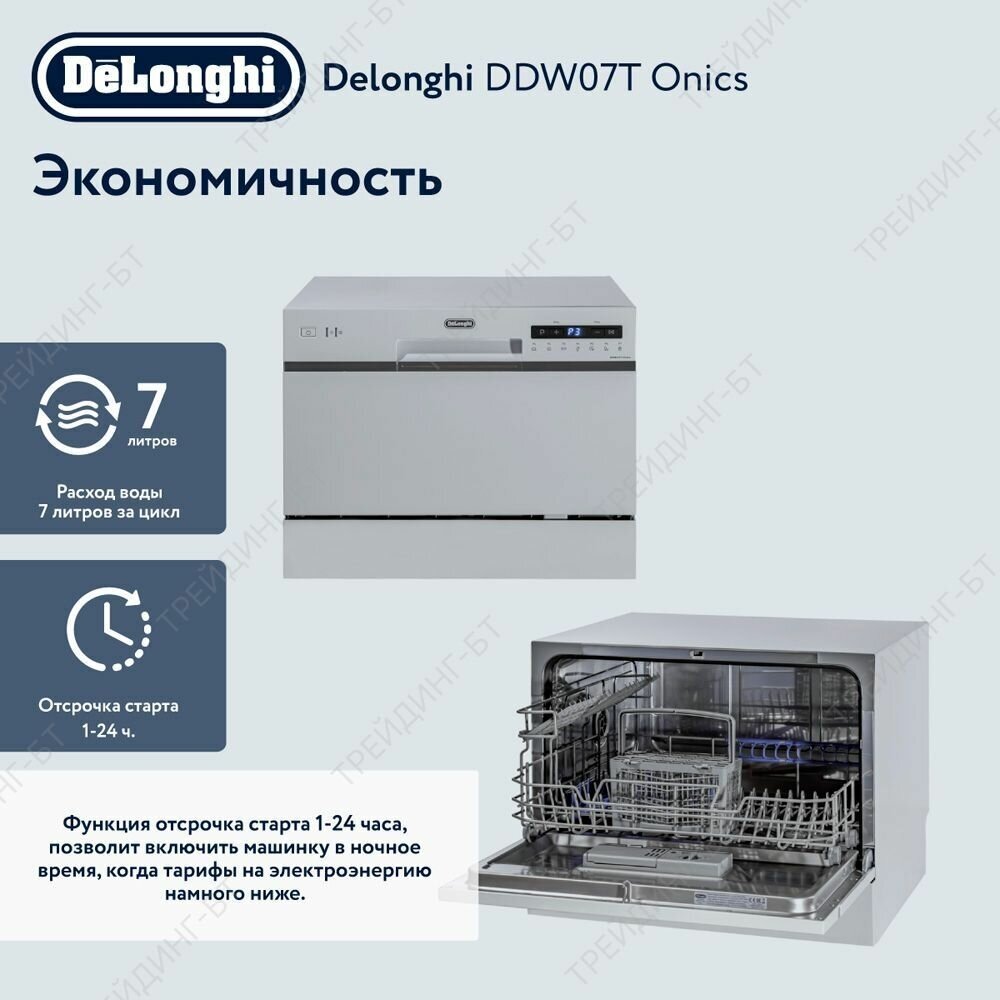 Посудомоечная машина DeLonghi DDW07T Onics, 6 программ, 7 комплектов