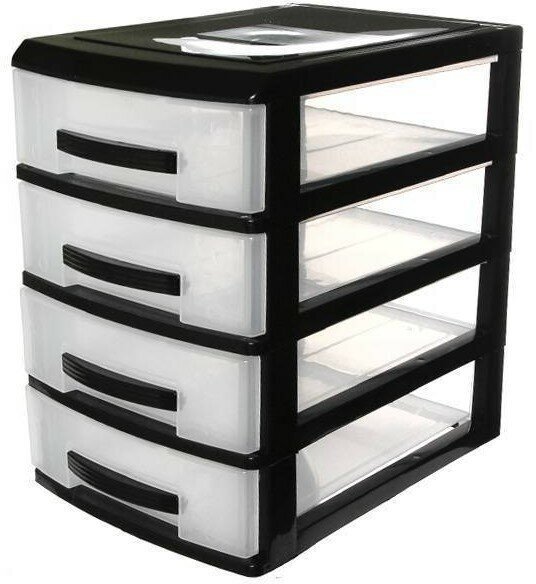 фото Комод 4-х секционный мини черн/прозр 510721 РП-443 .