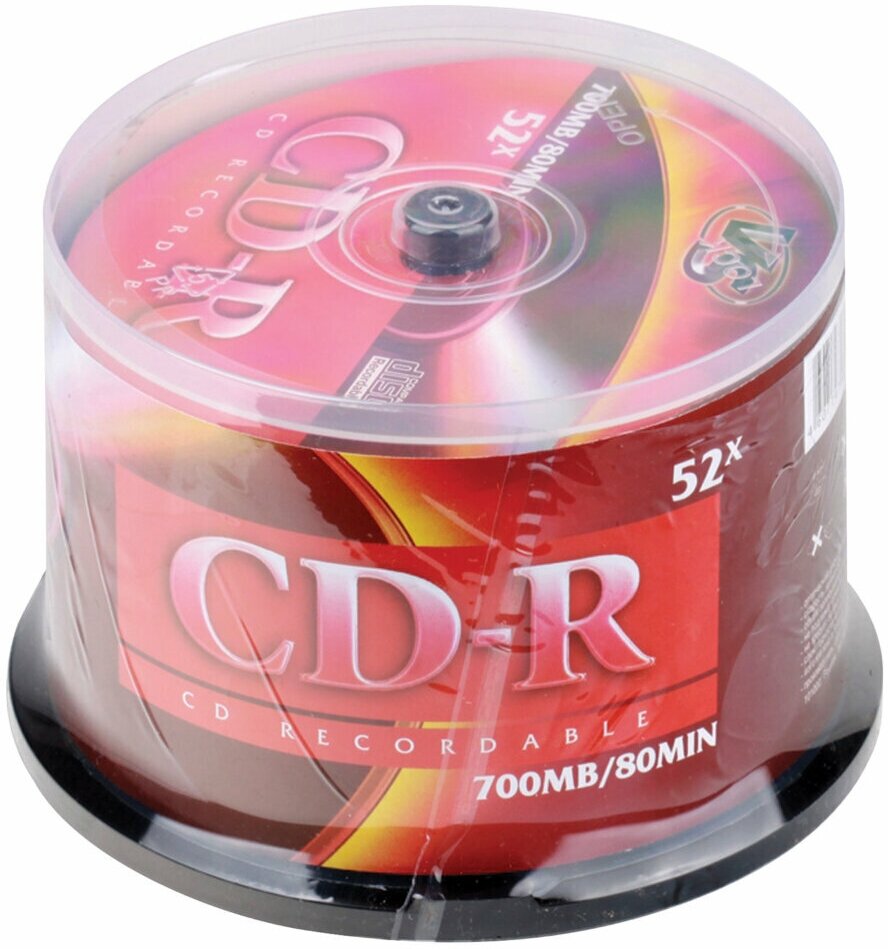 Диски CD-R VS 700 Mb 52x Cake Box (упаковка на шпиле), комплект 50 шт, VSCDRCB5001, 511540