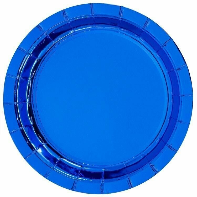 Одноразовая посуда для праздника, Весёлая затея, Тарелка фольг синяя 17см 6шт