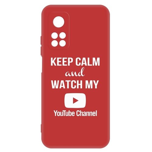 фото Чехол-накладка krutoff silicone case youtube для xiaomi mi 10t/ mi 10t pro (красный) krutoff group