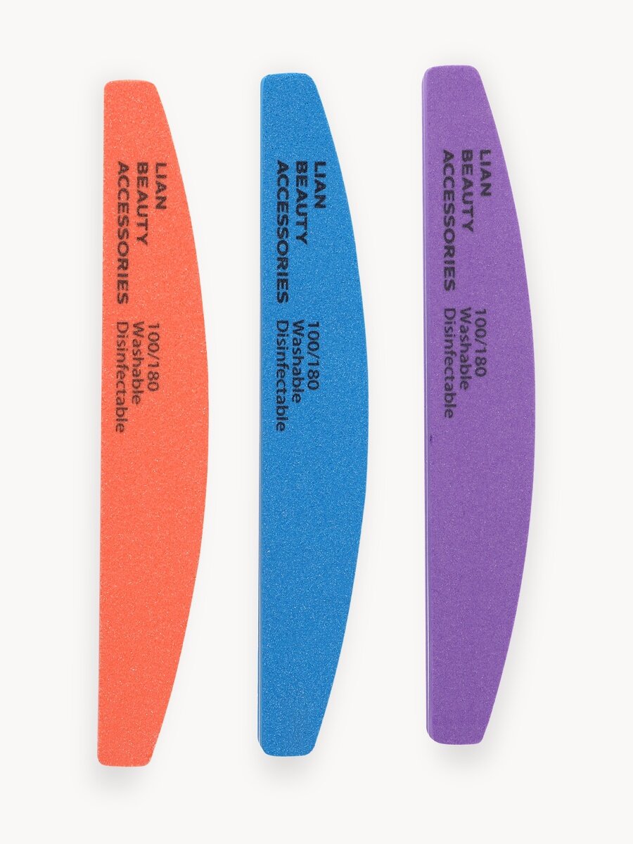 Бафы для маникюра 100/180 полумесяц,3 шт, для шлифовки ногтей Lian Beauty Accessories