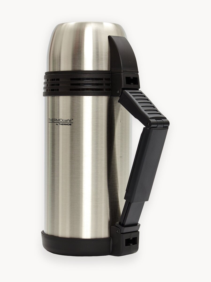 Термос для чая THERMOS 1.5Л, для еды, напитков, с широким и узким горлом, 2 кружки, серый металлик