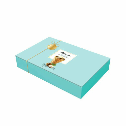Конфеты мини-рожки хрустящие "Фундук" с шоколадной начинкой , подарочная упаковка+пакет,240 гр, Sorbon