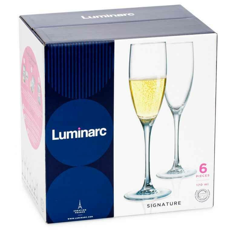 Набор бокалов Luminarc Signature для шампанского H8161, 170 мл, 6 шт, прозрачный