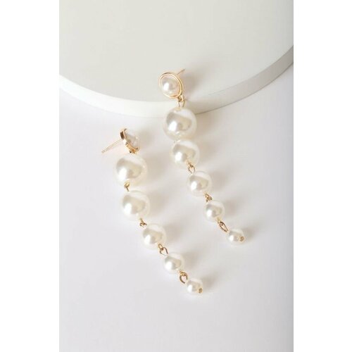 Серьги с подвесками Jasmine House, жемчуг имитация, бело-золотой