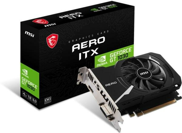 Видеокарта MSI GeForce GT 1030 AERO ITX 4GD4 OC PCI-E 4096Mb DDR4 64 Bit Retail