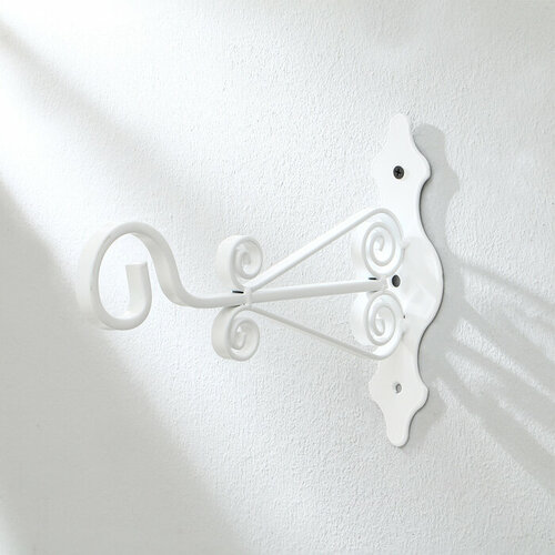 Кронштейн для кашпо кованый 25 см металл белый 980₽